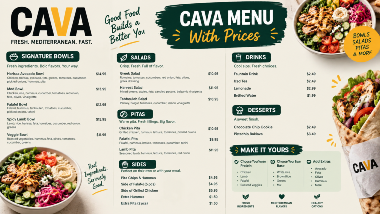 CAVA Menu With Prices